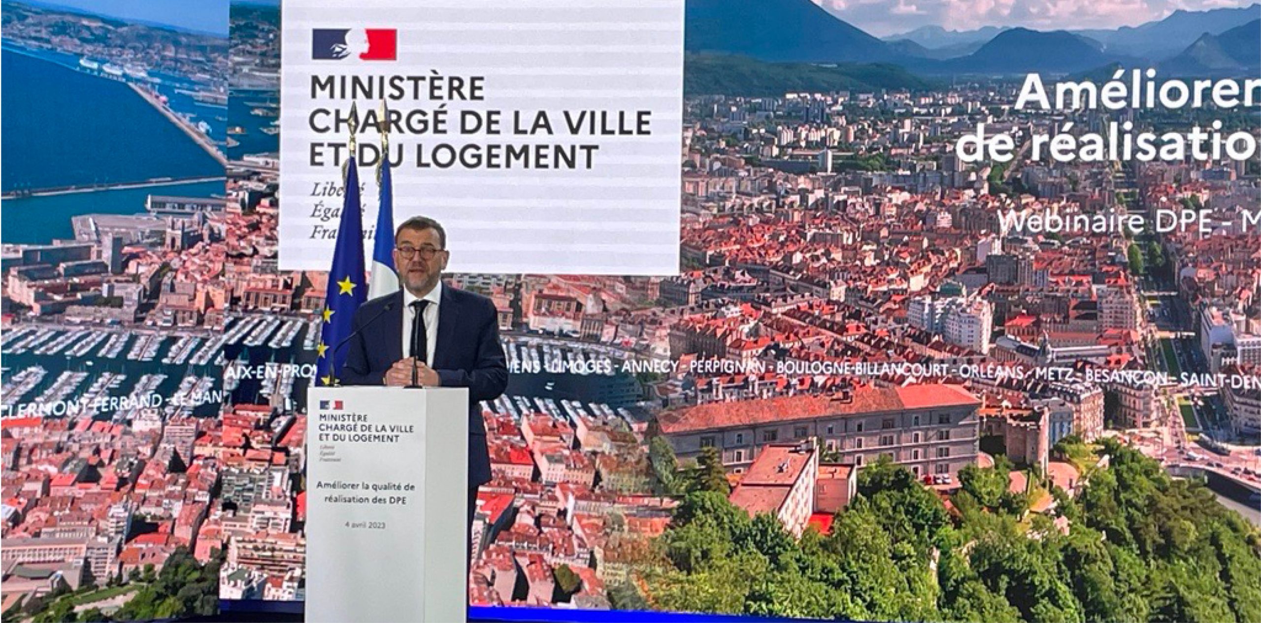 Olivier Klein, ministre chargé du Logement et de la Ville, lors du webinaire 4 avril 2023